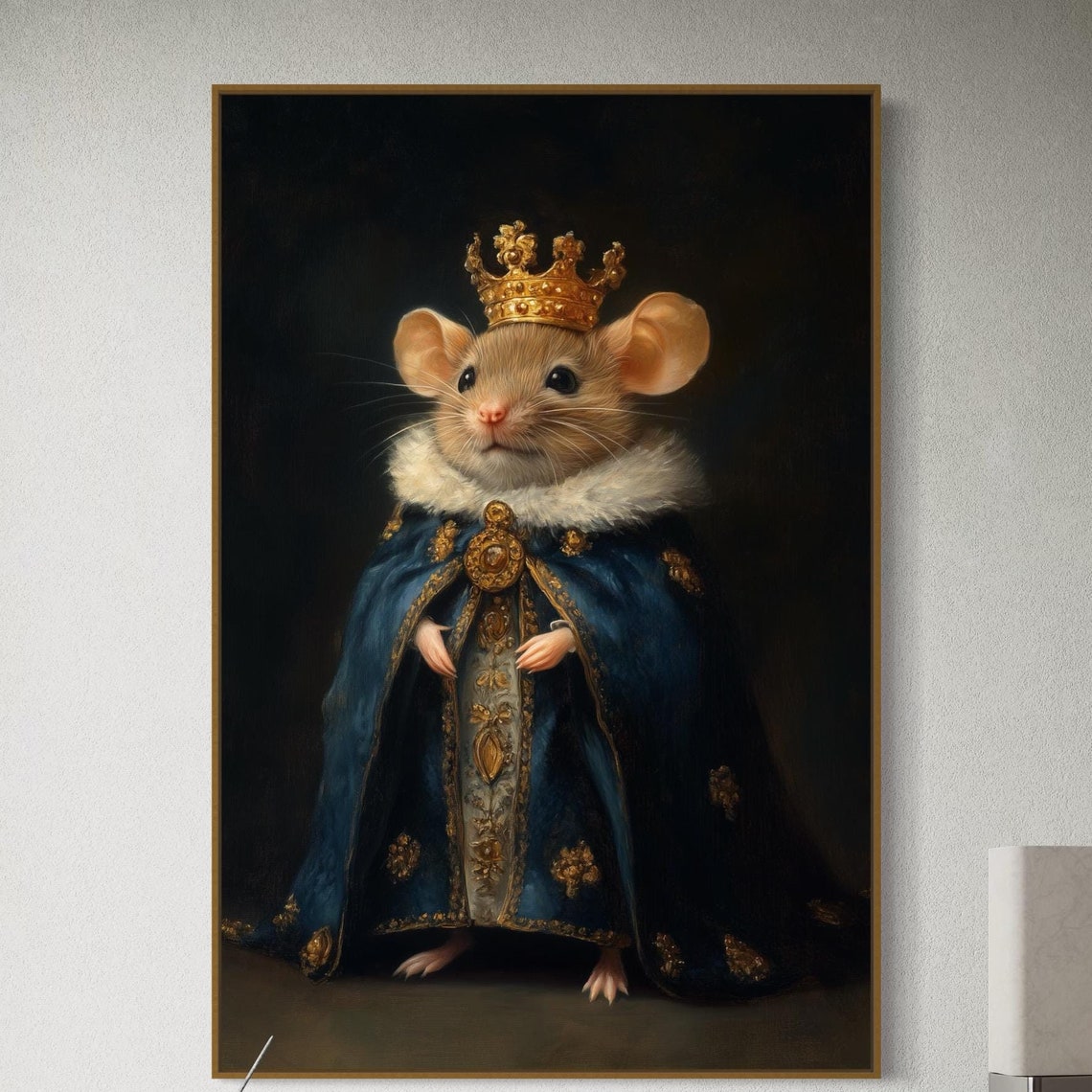 Mouse King in Blue Ermine Cape with Golden Crown Portrait Poster