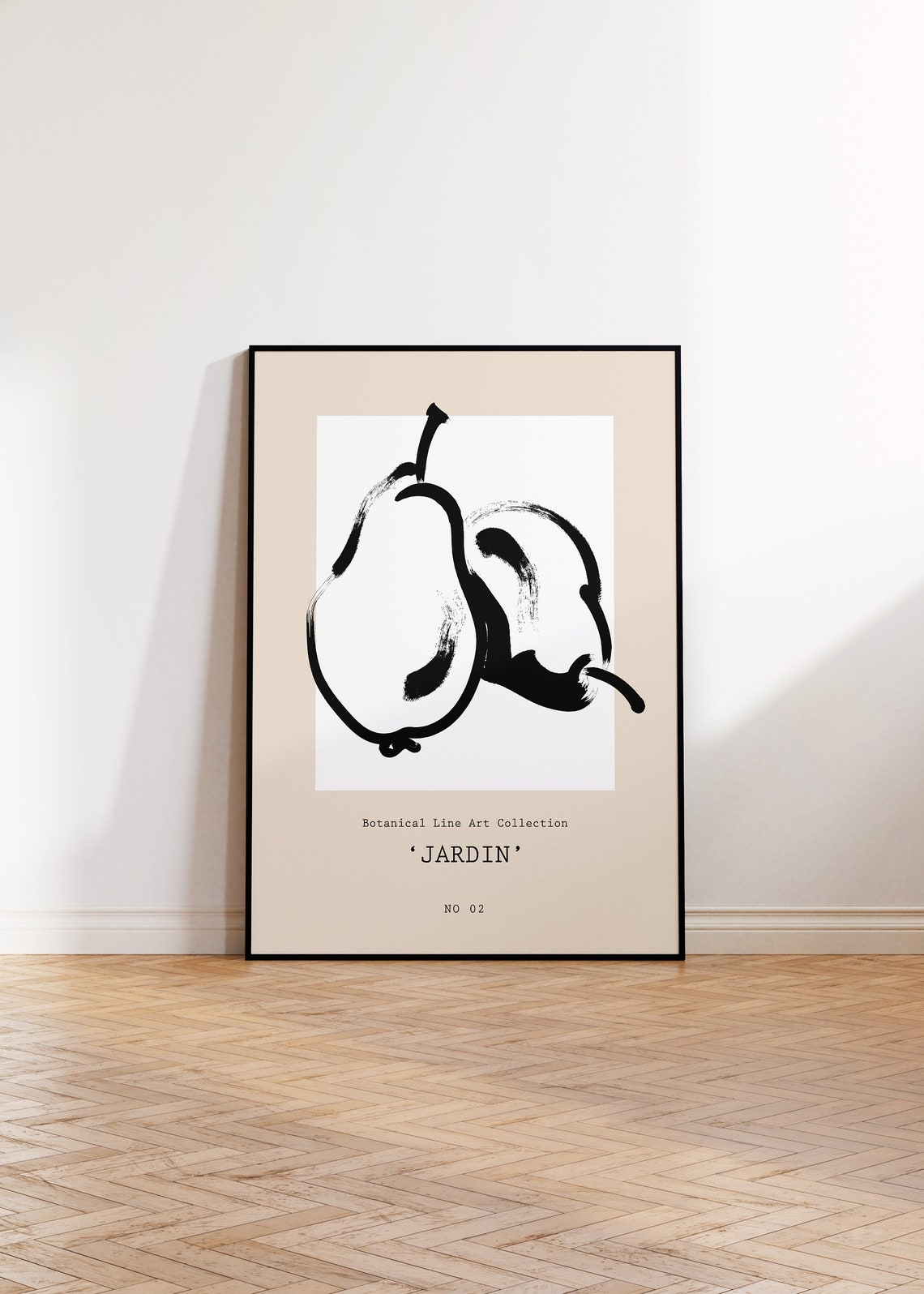 Jardin Botanical Line Art Pears Ink Sketch Beige No 02 Modern Poster