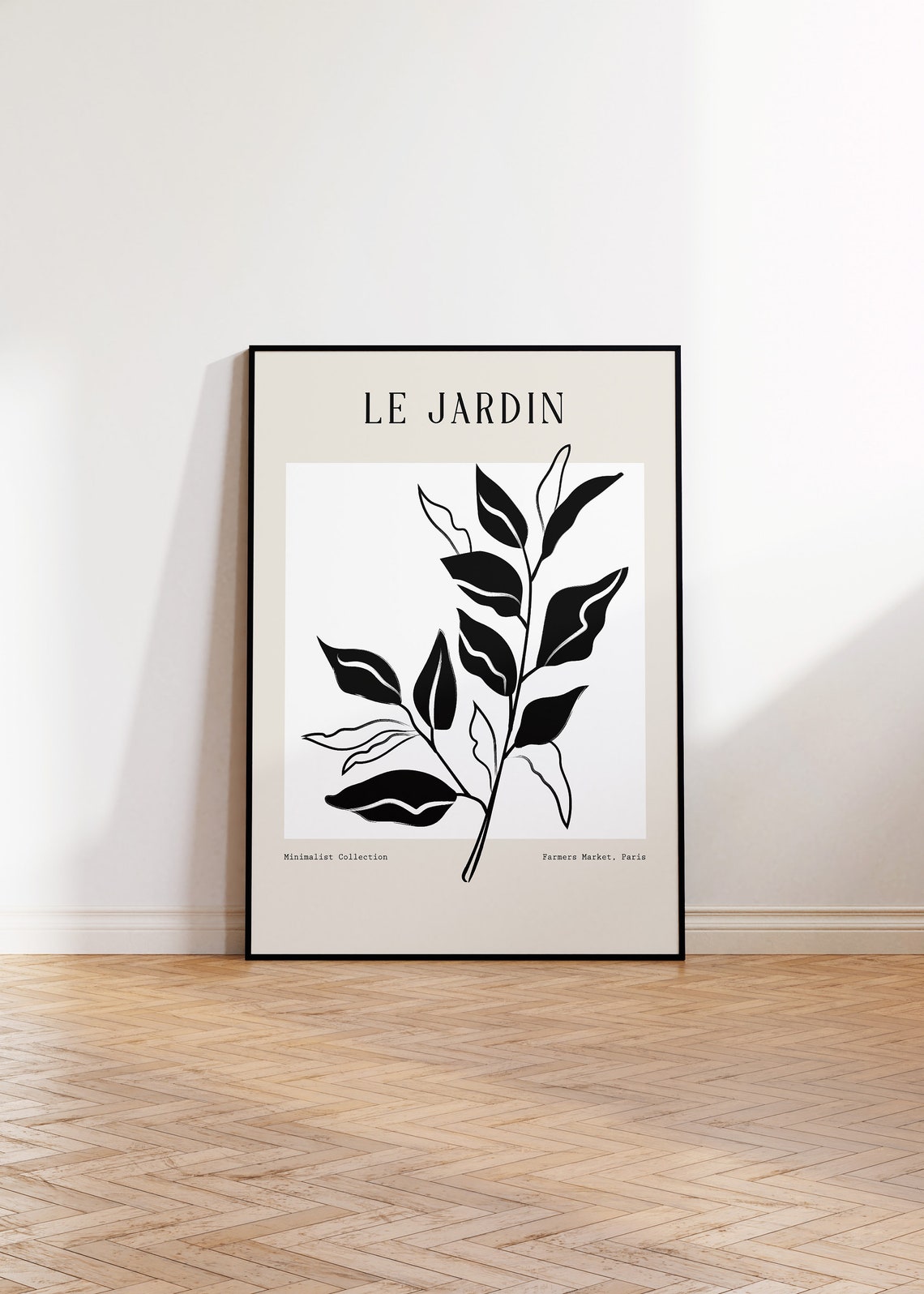Le Jardin Minimalist Botanical Leaf Branch Paris Farmers Market Poster