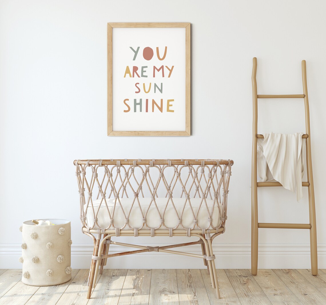 You Are My Sunshine Colorful Typography Nursery Kids Room Poster - Image 2