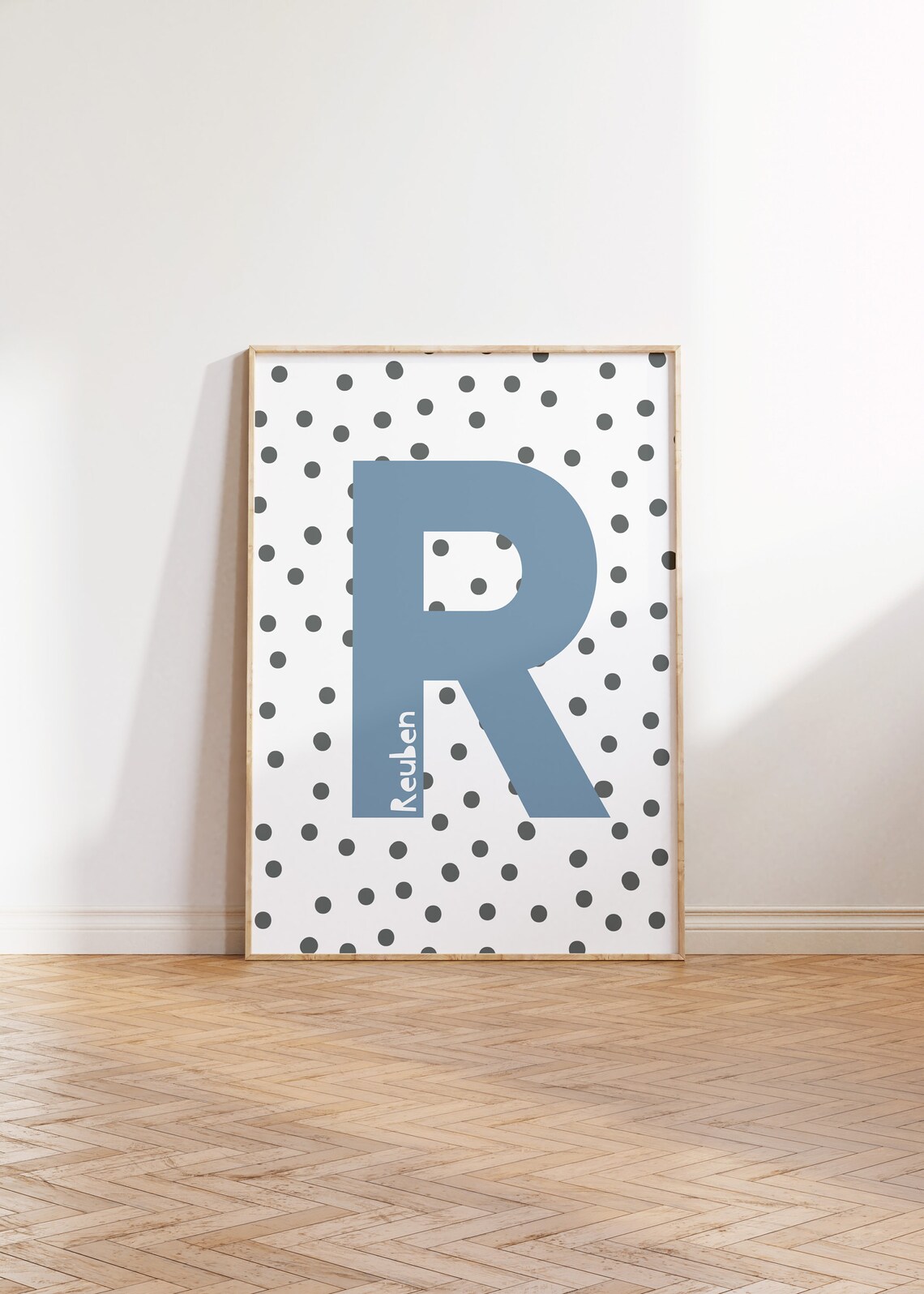 Personalized Initial Print, Polka Dot Nursery Decor