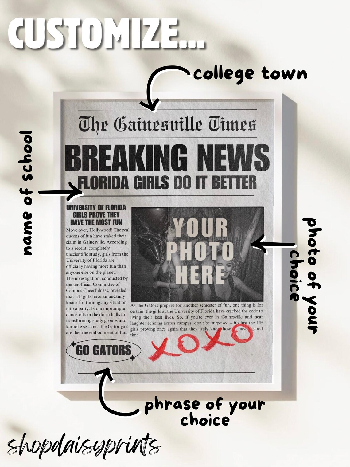 Custom News Article College Print Trendy Wall Art Cute Print Dorm Decor Cute Posters For Dorm Room Custom Wall Art - Image 3