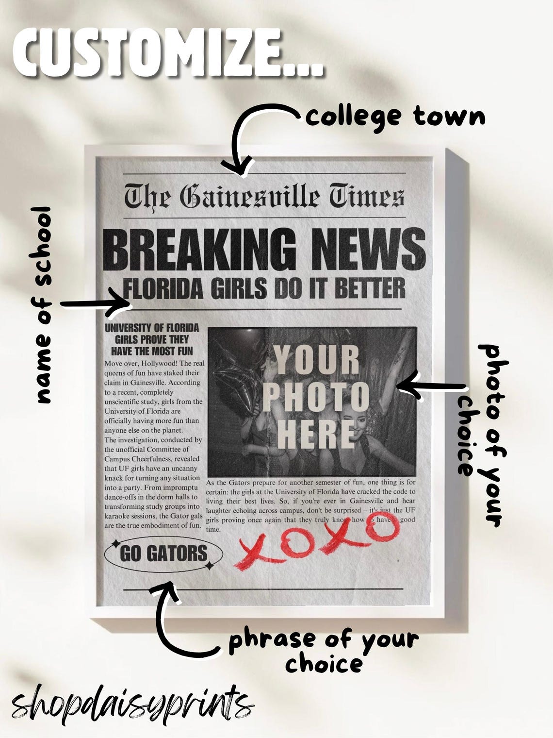 Gainesville Times Breaking News Personalized Photo Newspaper Poster - Image 3