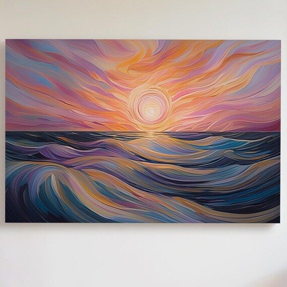 Abstract Ocean Sunset Art, Coastal Seascape Poster
