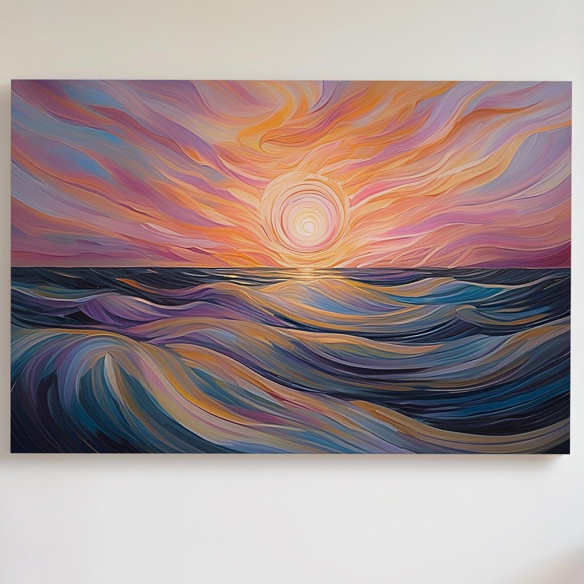 Abstract Ocean Sunset Art, Coastal Seascape Poster