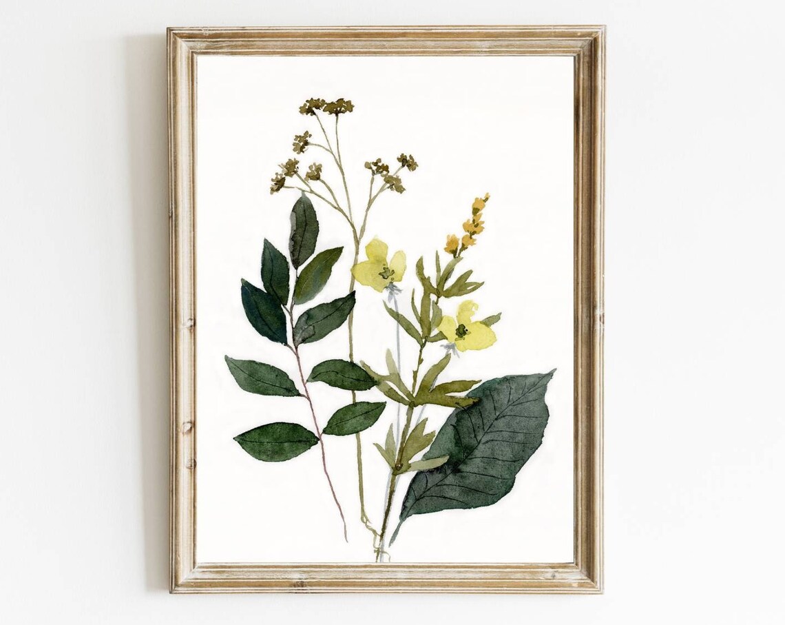 Wildflowers Watercolor Art Print, Botanical Floral