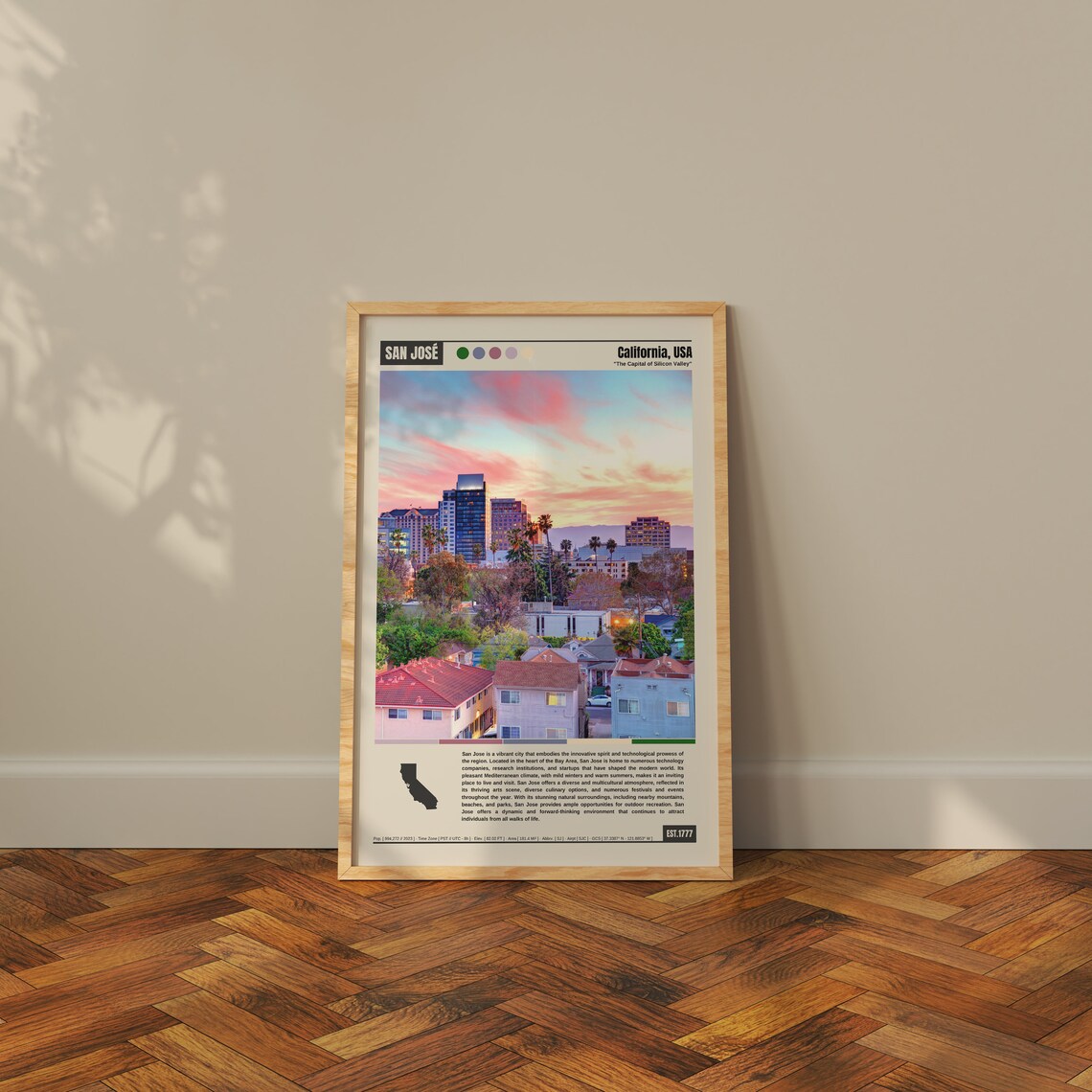 San Jose California Capital of Silicon Valley Sunset Skyline Poster - Image 3