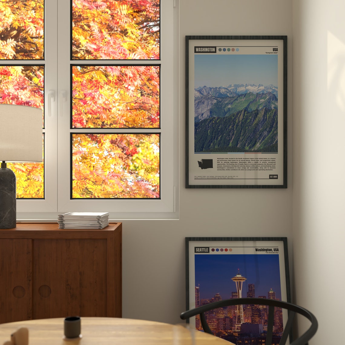 Washington Evergreen State Cascade Mountain Peaks Panorama Poster - Image 6