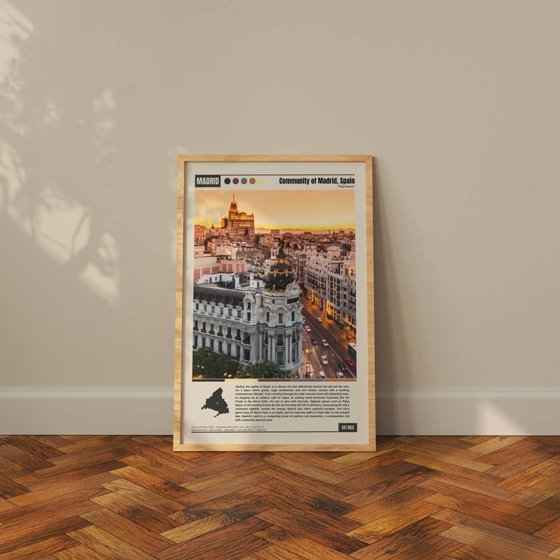 Madrid Spain Metropolis Building Gran Via Sunset Cityscape Poster - Image 3