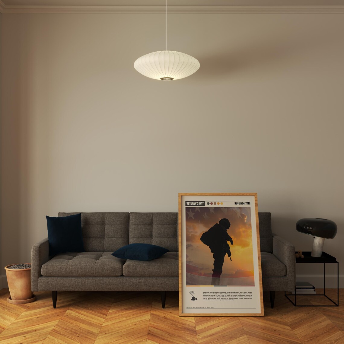 Veterans Day Soldier Silhouette at Sunset American Flag Memory Poster - Image 5