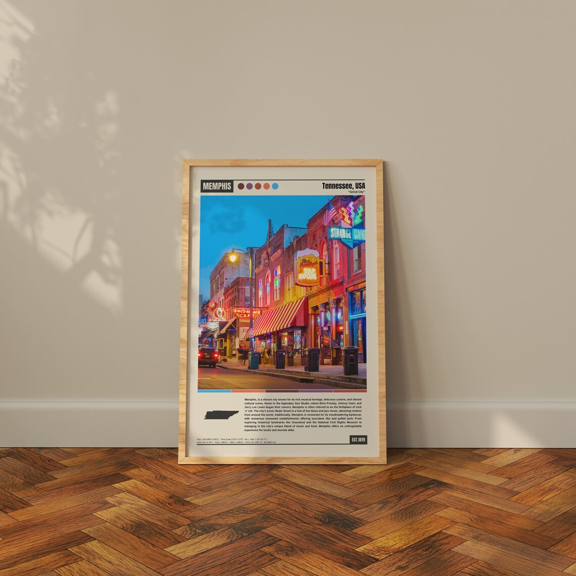 Memphis Tennessee Beale Street Night Grind City Travel Poster - Image 3