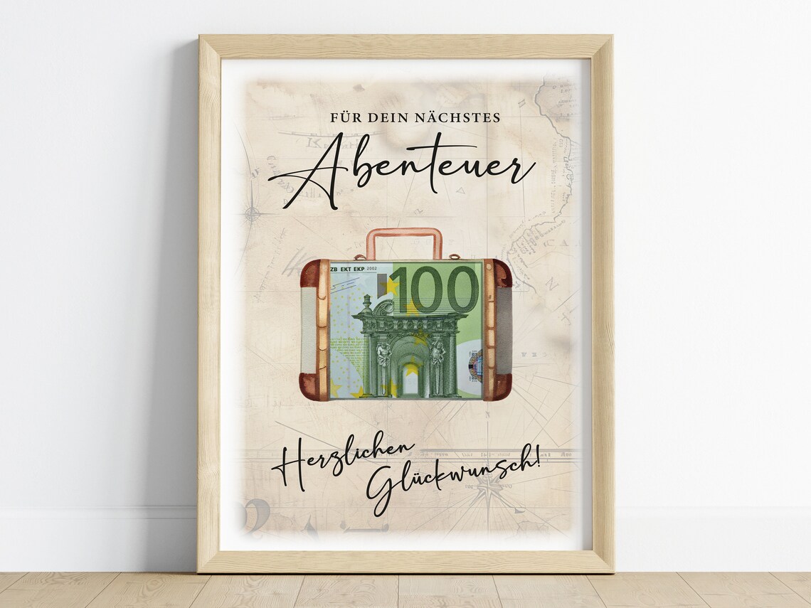 Fur Dein Nachstes Abenteuer Travel Suitcase Cash Money Gift Poster - Image 2