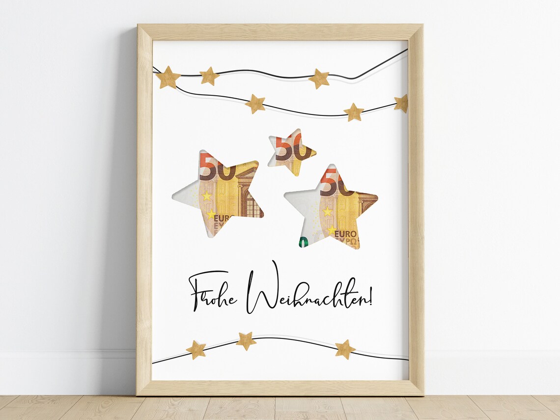 Frohe Weihnachten Gold Star Christmas Cash Money Gift Card Poster - Image 2