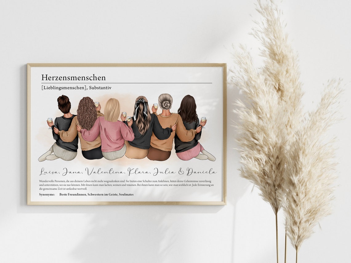 Personalized Herzensmenschen Six Best Friends Definition Poster - Image 2