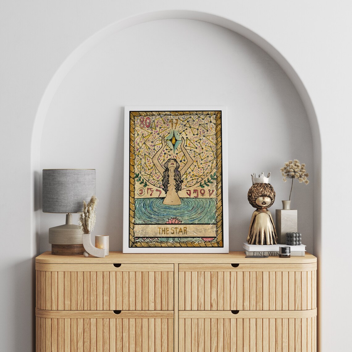 The Star Tarot Card Art Woman Reaching for Star Vintage Poster - Image 2