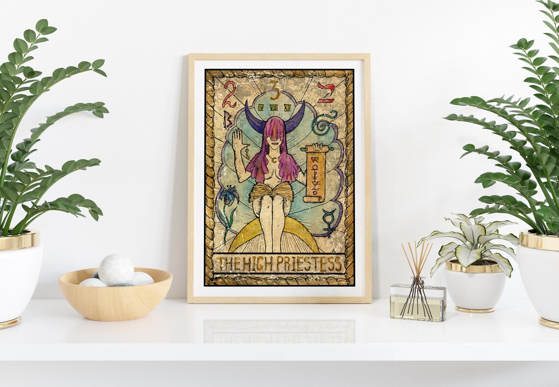 The High Priestess Tarot Card Wall Art Witchy Art Print And Gifts Tarot Card Art Prints Boho Art Print Astrology Art Prints Arcana Art - Image 2