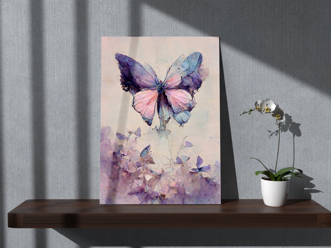Purple Butterfly Wall Art Butterfly Print Butterfly Butterfly Art Print Feminine Wall Art Feminine Art Prints Butterflies - Image 2