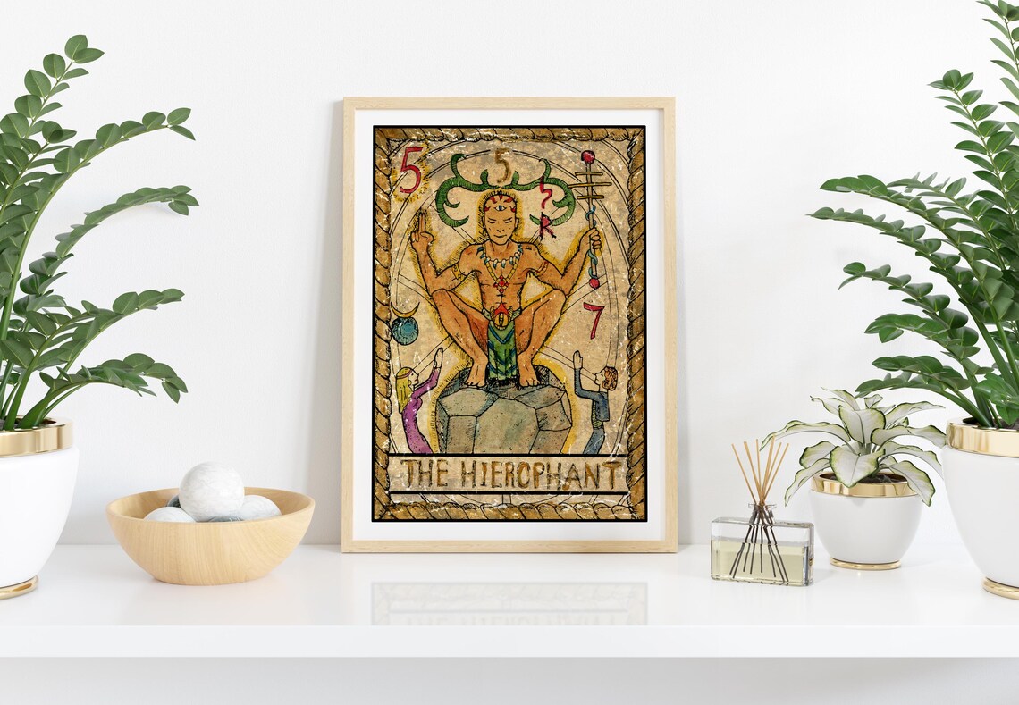 The Hierophant Tarot Card Wall Art Hermeticism Decor Occult Wall Art Print Spiritual Art Print Wisdom Wall Art Divination Wall Art - Image 2
