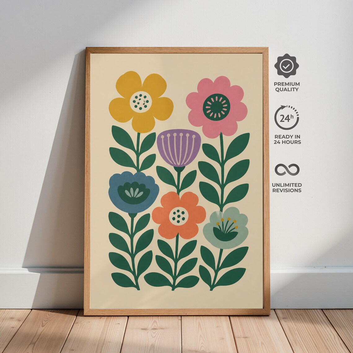 Scandinavian Floral Art Print, Nordic Botanical Poster