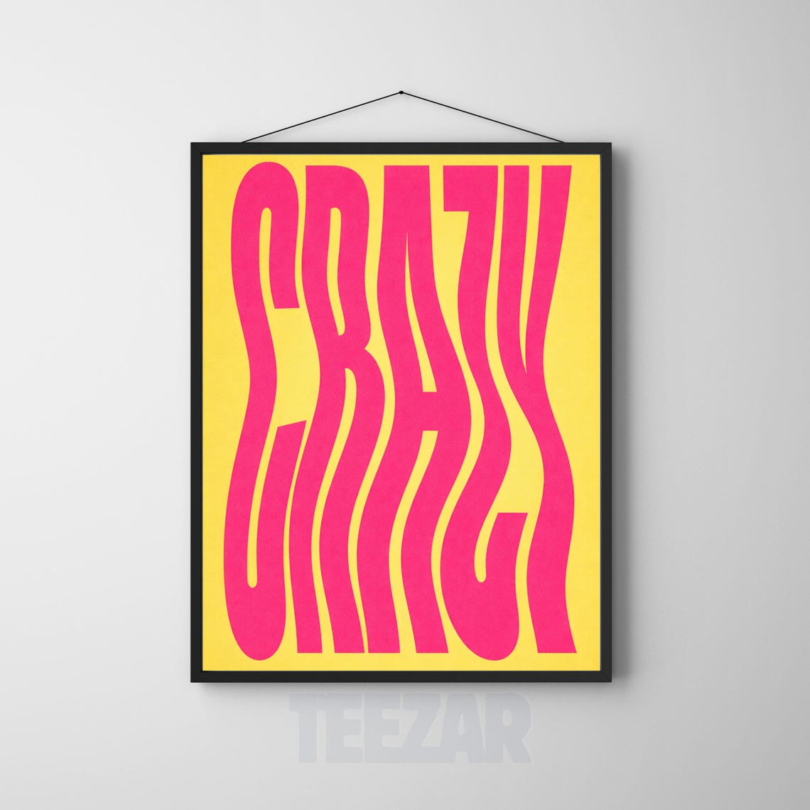 Crazy Warped Typography Bold Pink Yellow Y2K Statement Wall Poster