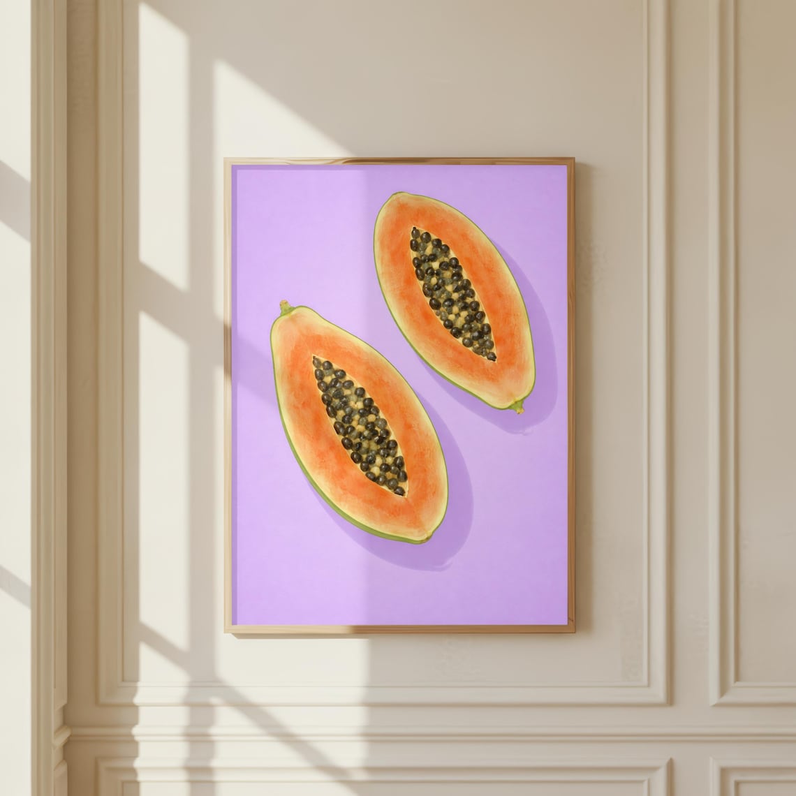 Papaya Fruit Print - Minimalist Tropical Art Print