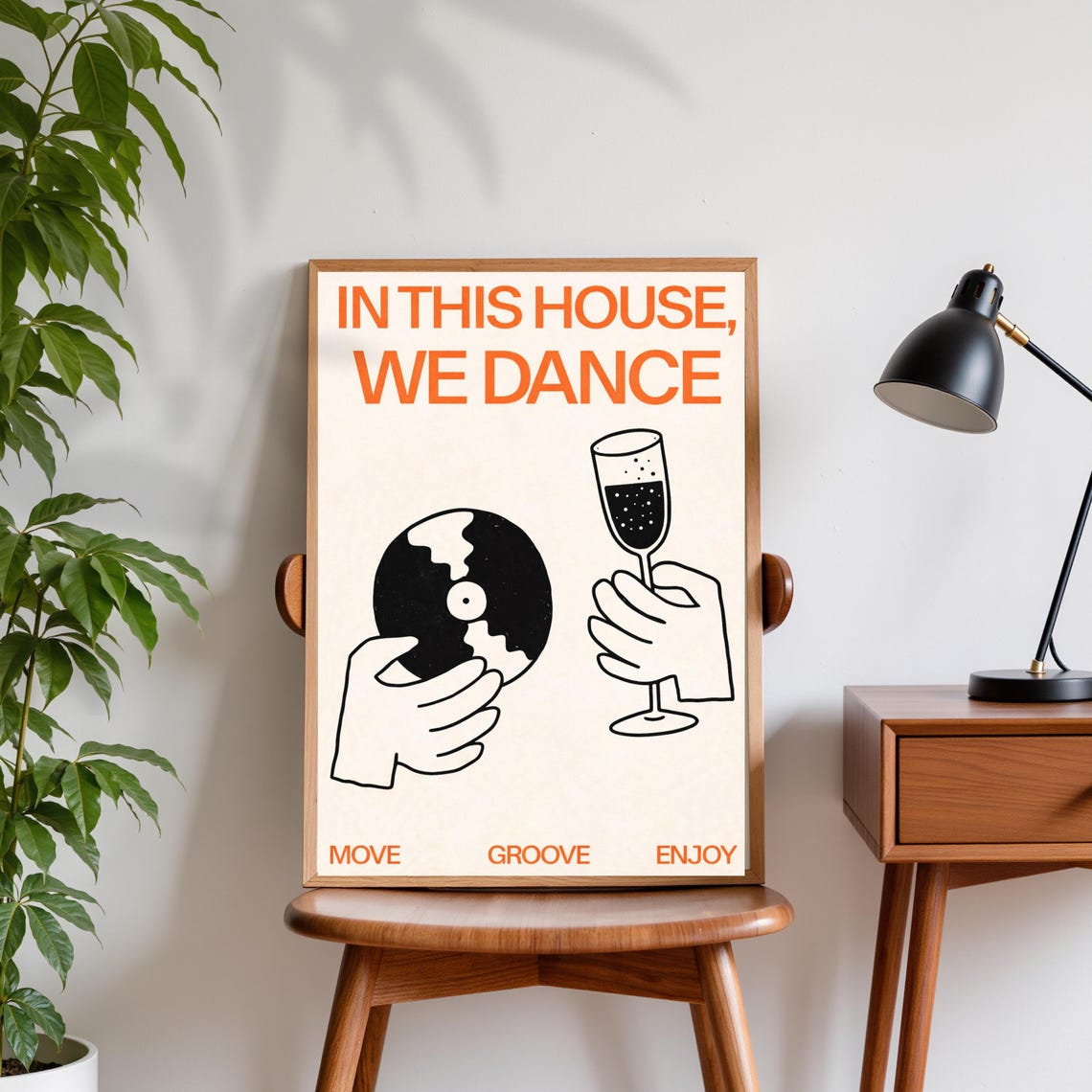 In This House We Dance Vinyl Record Retro Party Quote Art Poster