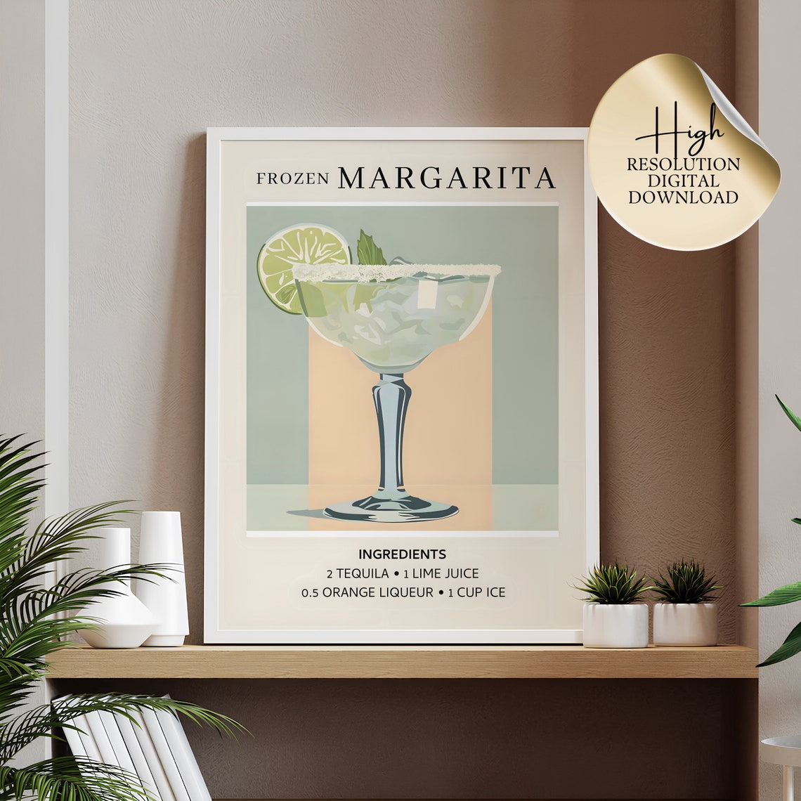 Frozen Margarita Cocktail Recipe Art Modern Bar Cart Kitchen Print - Image 2