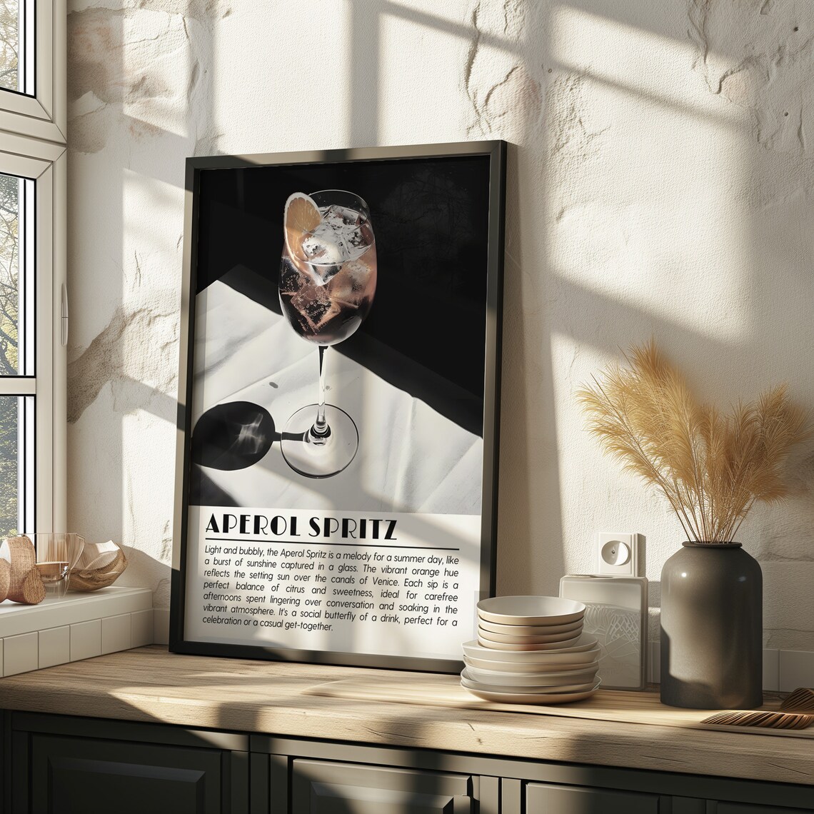 Aperol Spritz Minimal Cocktail Poster Black White Chic Drink Photo Artwork - Image 2