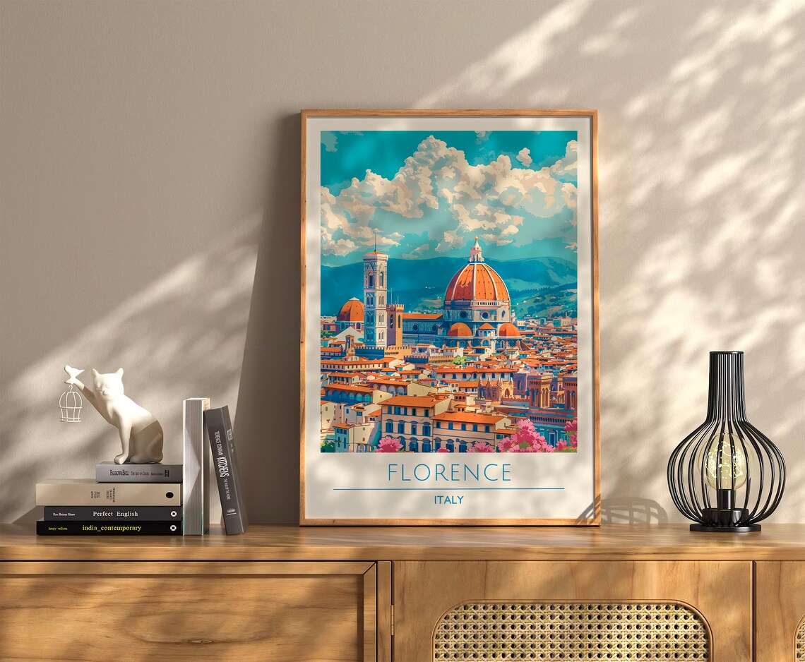 Florence Italy Duomo Cathedral Retro Travel Sunny Tuscany Poster - Image 4