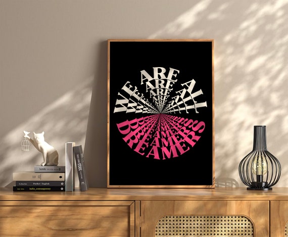 We Are All Dreamers Wall Art Therapy Print Vintage Bar Cart Retro Wall Art Aesthetic Kitchen Decor Poster College Apartment Decor Funky