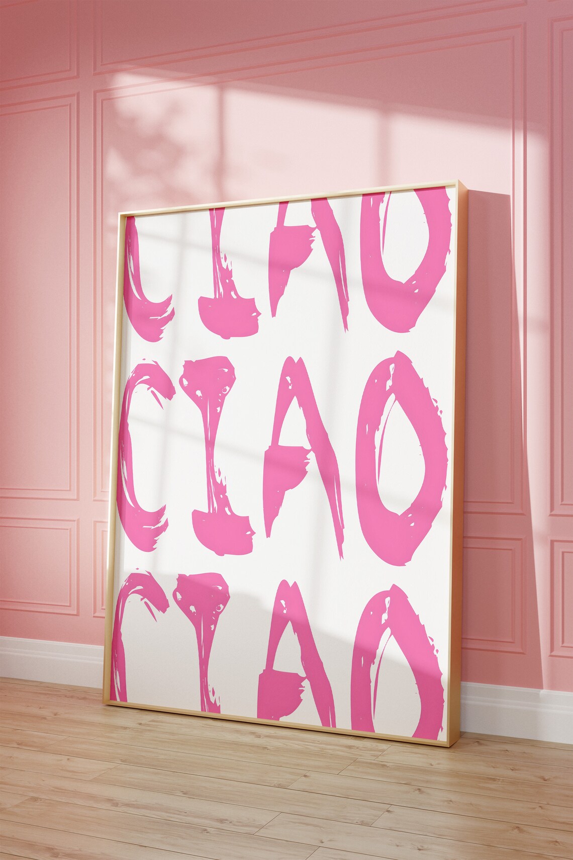 Ciao Ciao Ciao Pink Brush Lettering Italian Quote Retro Wall Art - Image 2