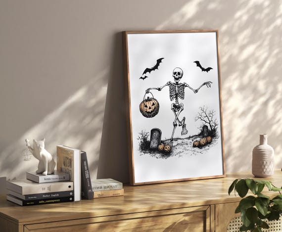 Halloween Vintage Wall Art Dark Academia Decoration Print Retro Decor Trendy Apartment Moody Poster Instant