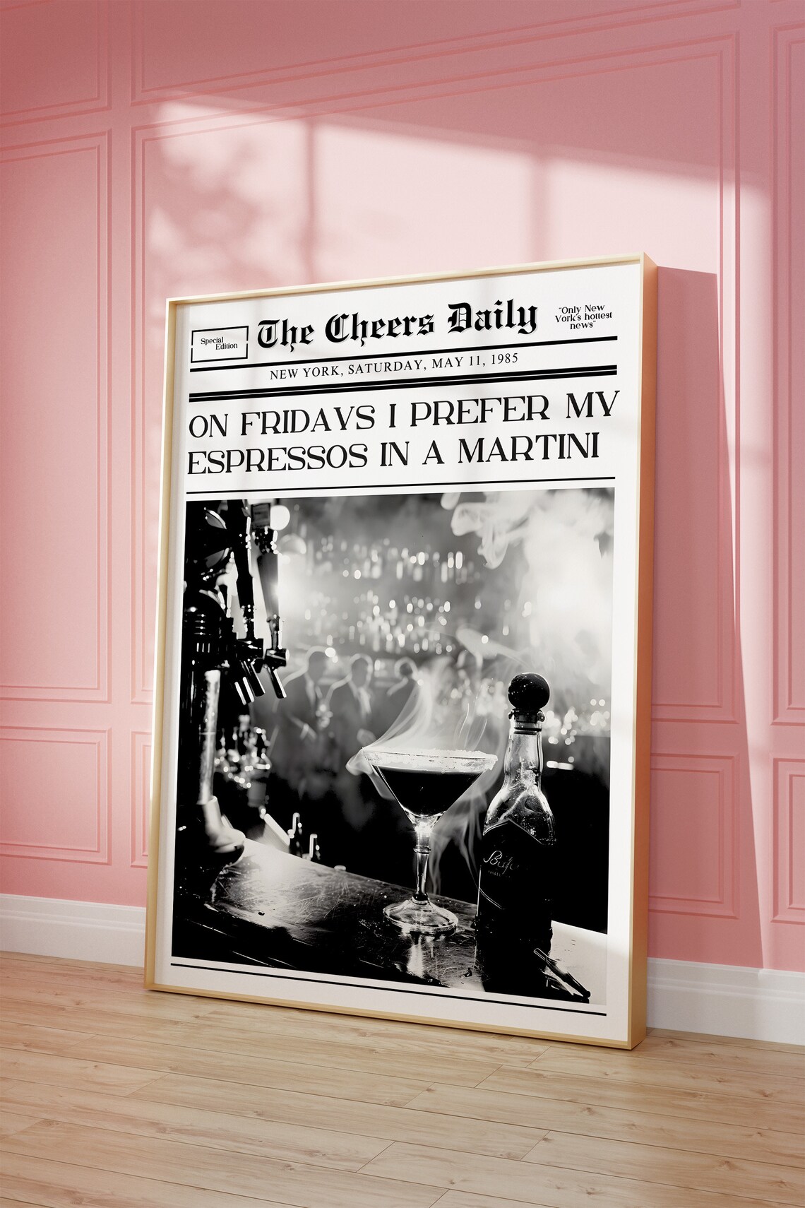 On Fridays I Prefer Espressos in a Martini Newspaper Bar Poster - Image 2