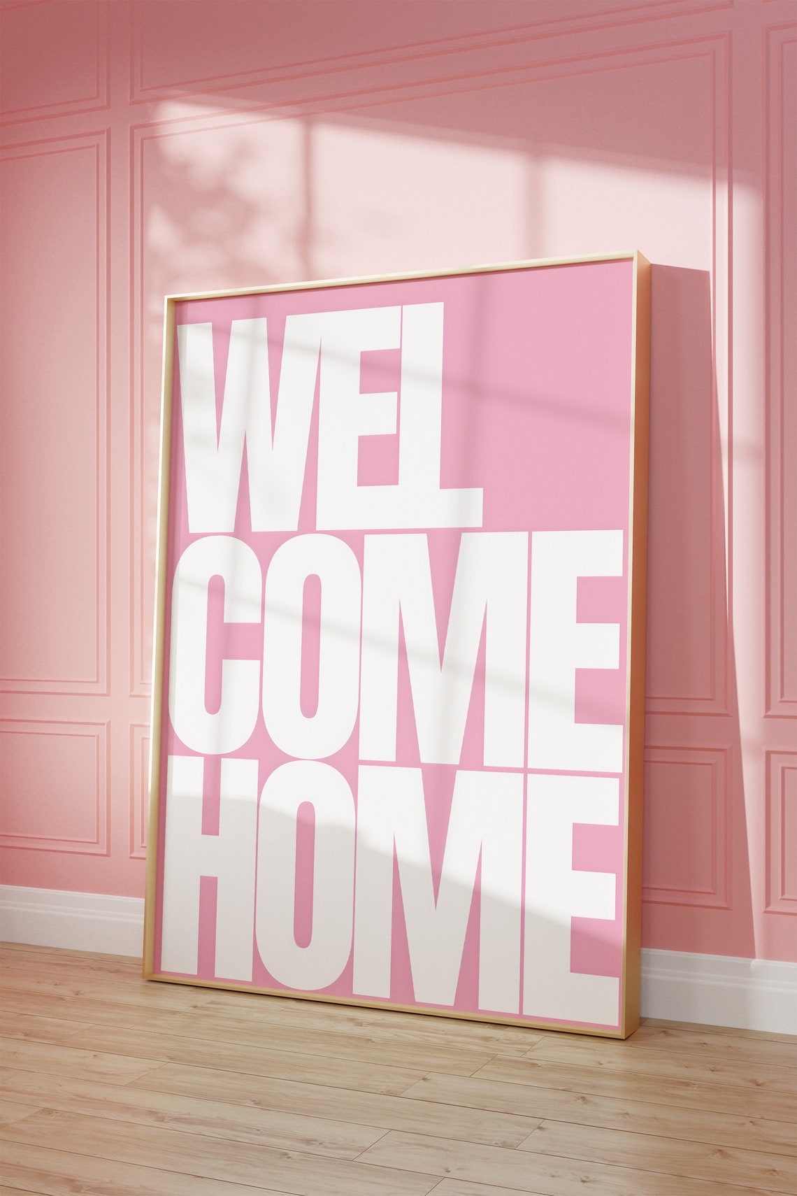 Welcome Home Big Pink Typography Minimalist Entryway Art Poster - Image 2