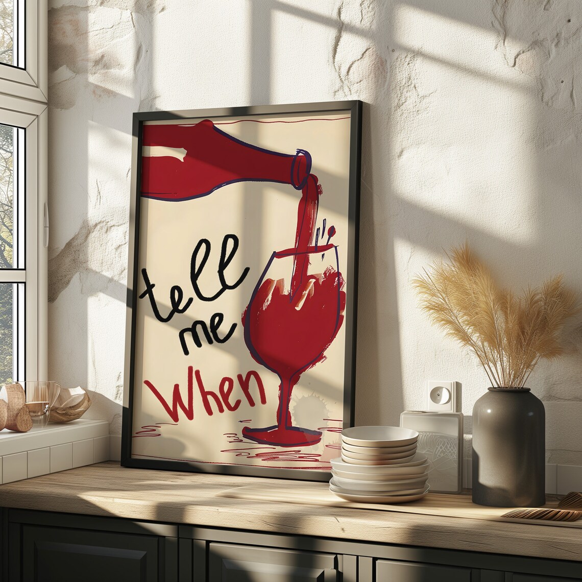 Tell Me When Retro Wine Poster, Kitchen Decor - Image 3