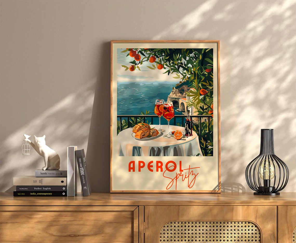 Aperol Spritz Italian Coast Terrace Cocktail Retro Summer Poster - Image 3