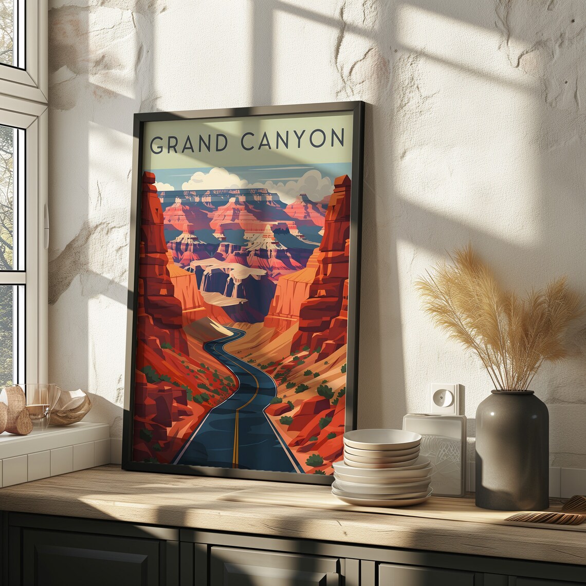Grand Canyon Retro Road Trip Illustration Vintage Travel Poster - Image 2