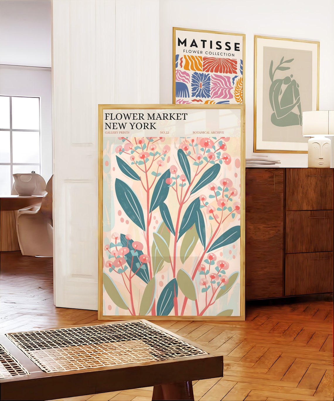 New York Flower Market Pink Blossom Botanical Gallery Wall Art