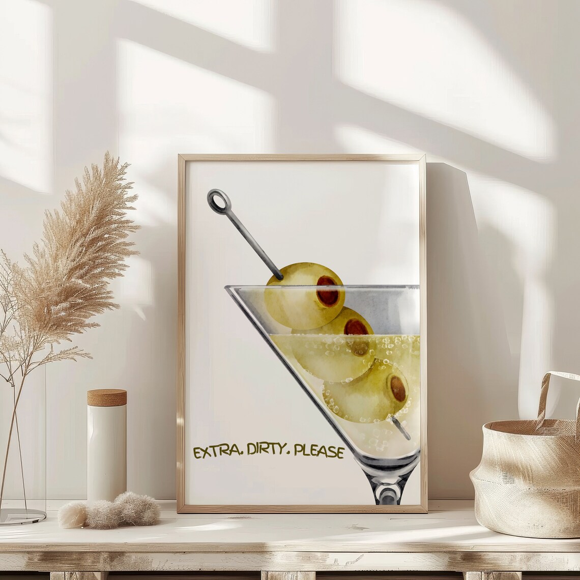 Extra Dirty Martini Vintage Bar Cart Art Print