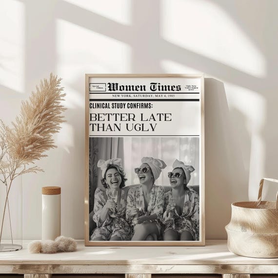 Trendy New York Newspaper Headline Poster Vintage Bar Cart Print Retro Decor Apartment Funky Wall Art Instant