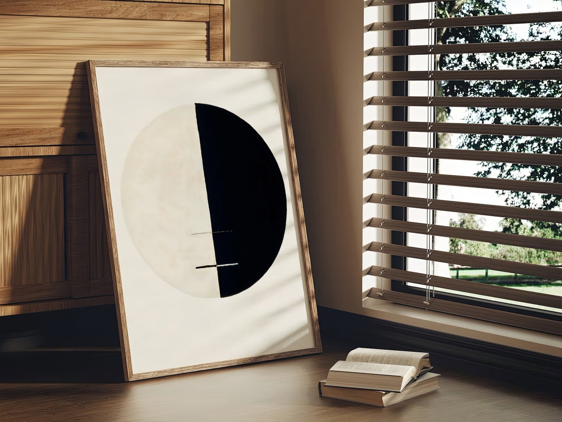 Hilma af Klint Black White Split Circle Minimal Abstract Poster