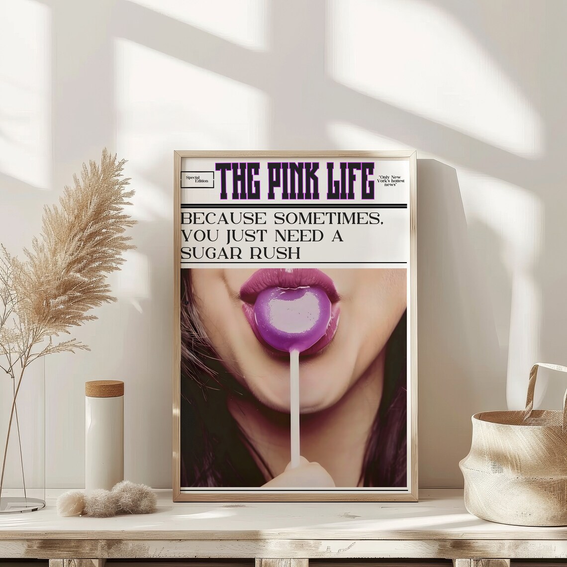 The Pink Life Sugar Rush Lollipop Magazine Style Pop Art Poster