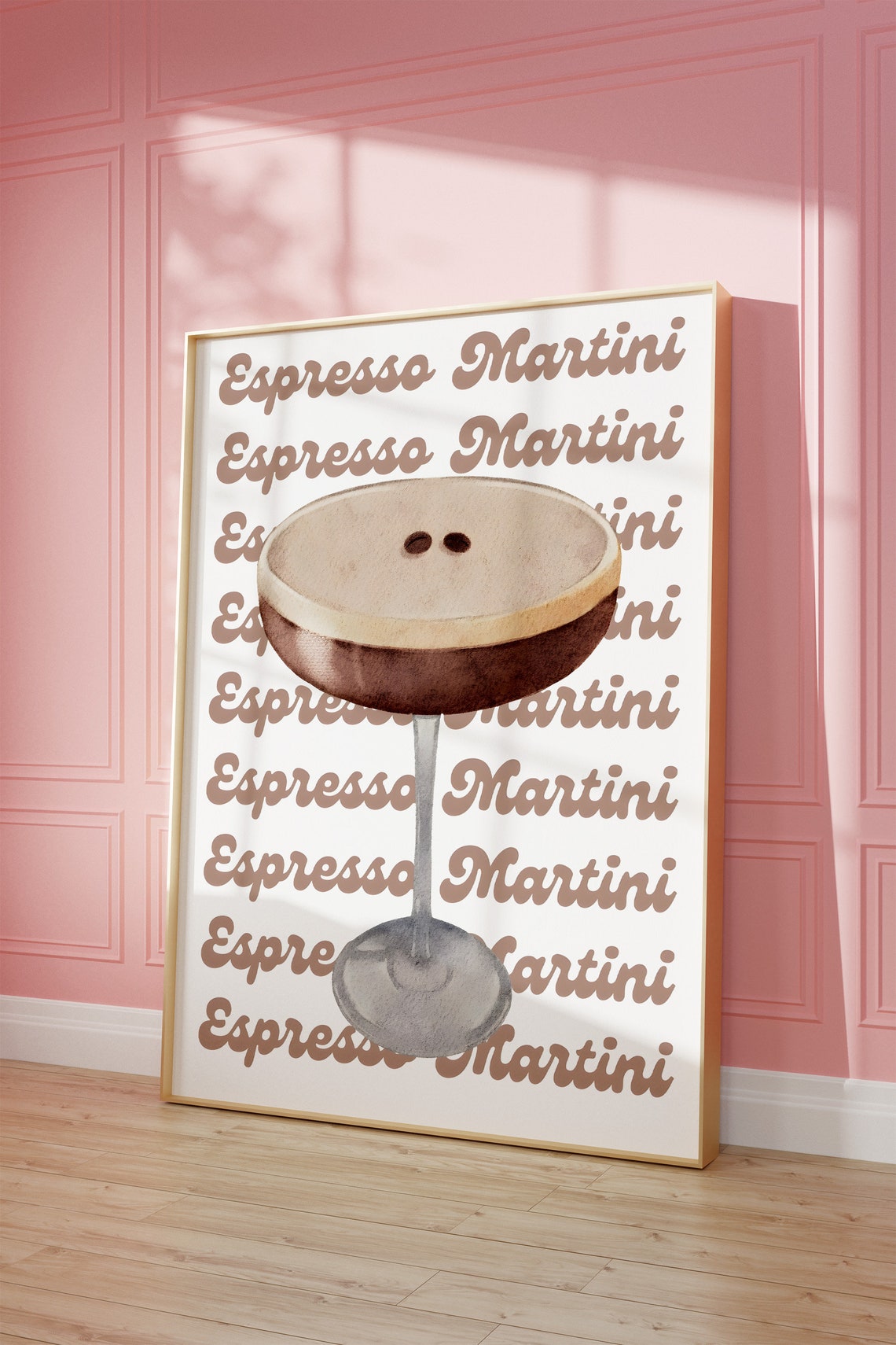 Espresso Martini Retro Text Pattern Kitchen Cocktail Bar Art Poster - Image 2