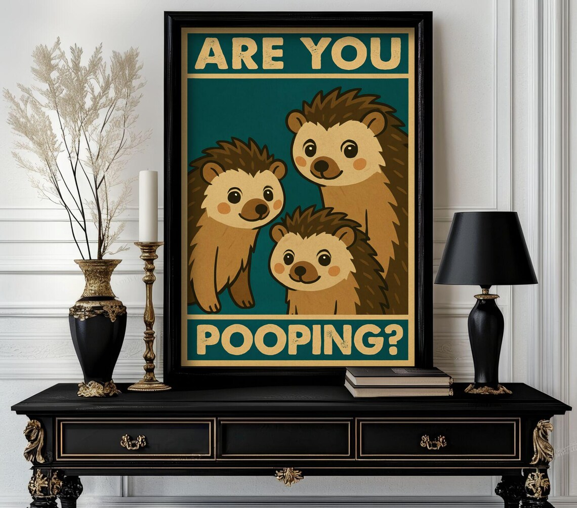 Funny Animal Are You Pooping Retro Wall Art Trending Decor White Elephant Gift Lover Cute Motivational 79