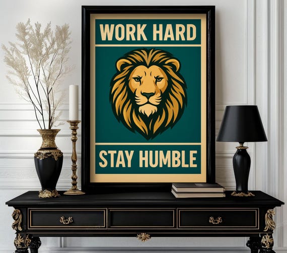 Funny Animal Quote Posterwork Hard Stay Humble Trending Decor White Elephant Gift Lover Cute Motivational Art 50