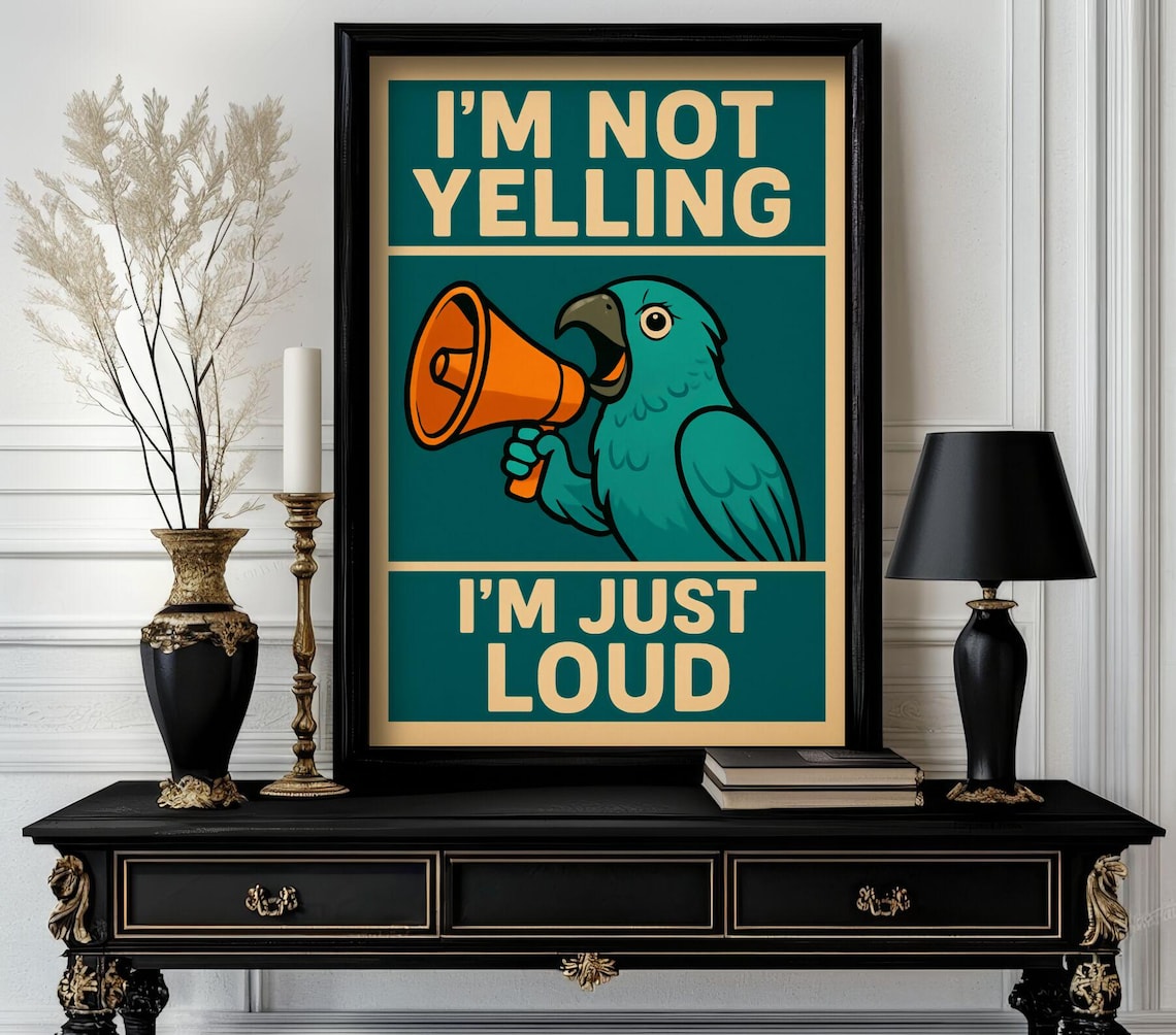 Funny Animal Im Not Yelling Just Loud Trending Decor White Elephant Gift Lover Cute Motivational Art 5