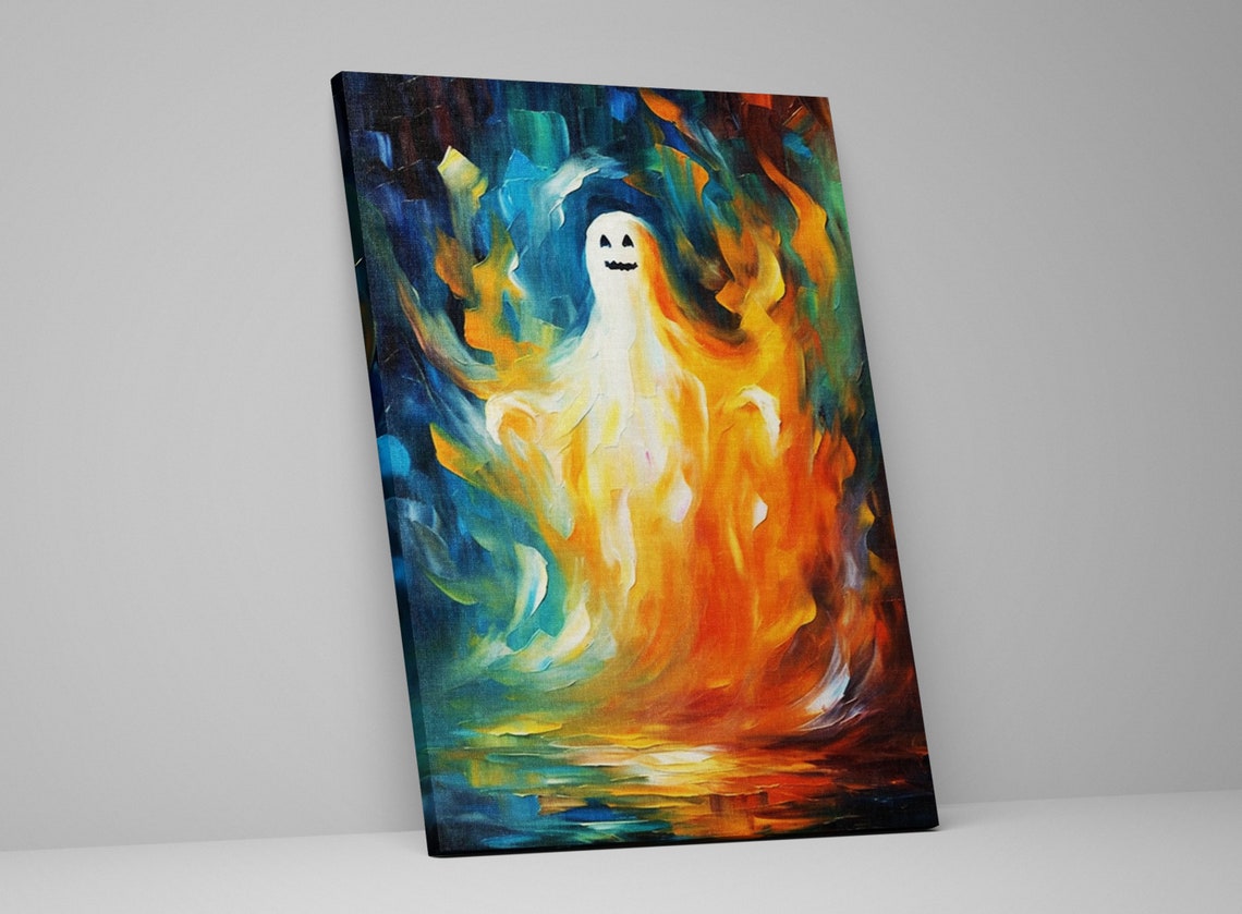 Boo Tifully Adorable Halloween Cute Ghost Wall Art Giclee Print On Gallery Wrapped Artist Available In Extra Large Sizes - Image 5