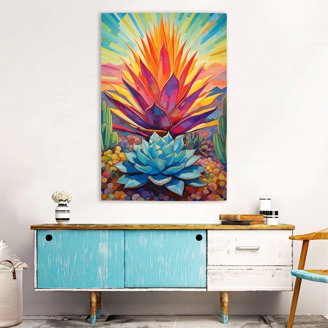 Colorful Modern Agave Cactus, Southwest Poster Print - Image 2