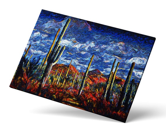 Desert Dusk Art Southwest Print Tranquil Desert Painting Serene Landscape Wall Art Impressionist Art