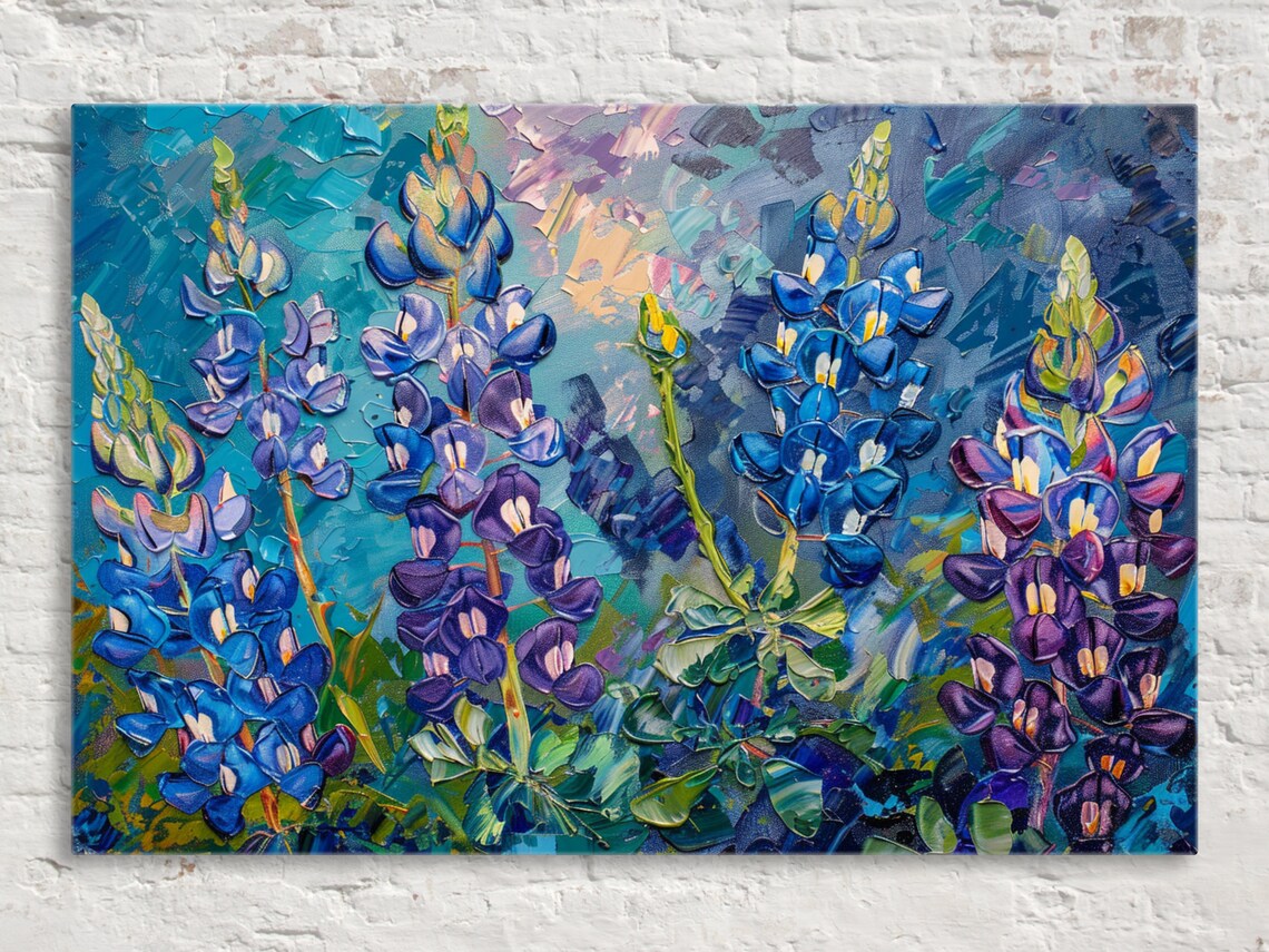 Texas Bluebonnet Painting, Texan Pride Art Print